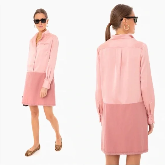 NWT Tuckernuck Blush Silk Delfina Shirt Dress - Picture 1 of 6